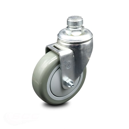 Service Caster 4 Inch Gray Polyurethane Wheel with 3/4 Inch NPT Pipe Thread Stem Swivel Caster SCC-PS20S414-PPUB-34NPT-GRY